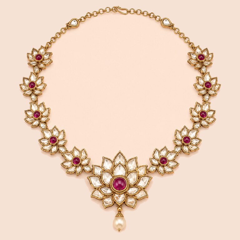 Lotus pearl necklace from the Zeshek collection